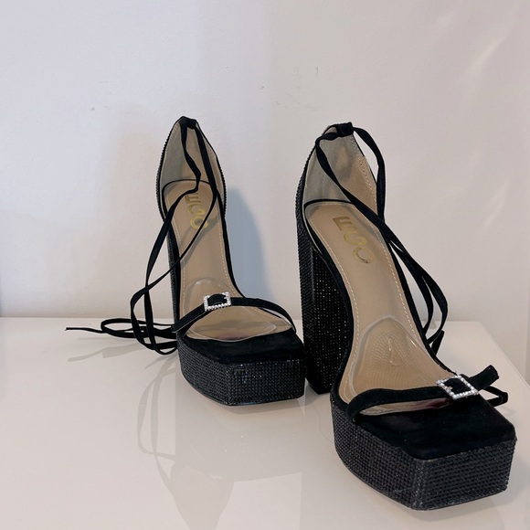EGO Sparkly Black Heels - Picture 2 of 3
